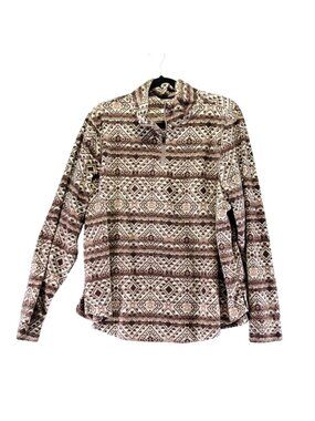 Maurices Top Womens Size 1X Brown Aztec Print 1/4 Zip Pullover